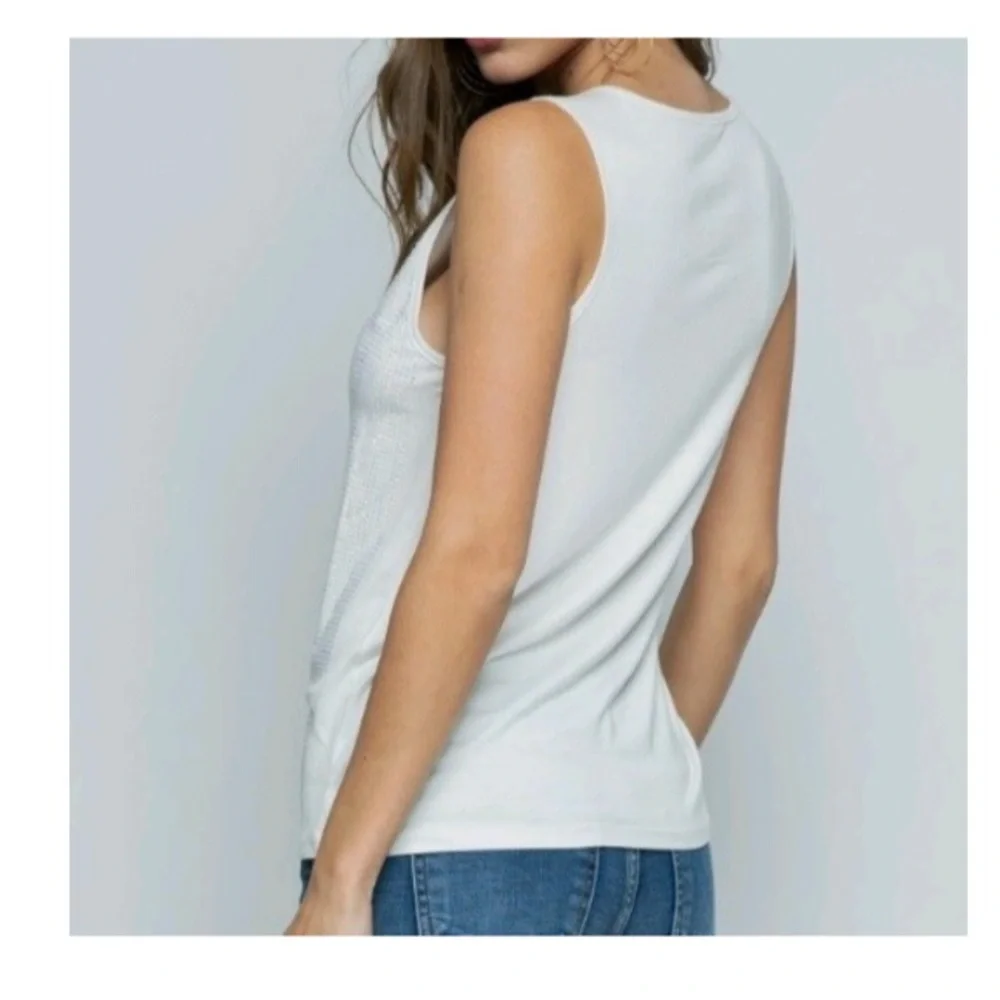 3/$19 NWT Vocal USA embellished shimmer sleeveless tank top blouse - Picture 4 of 16